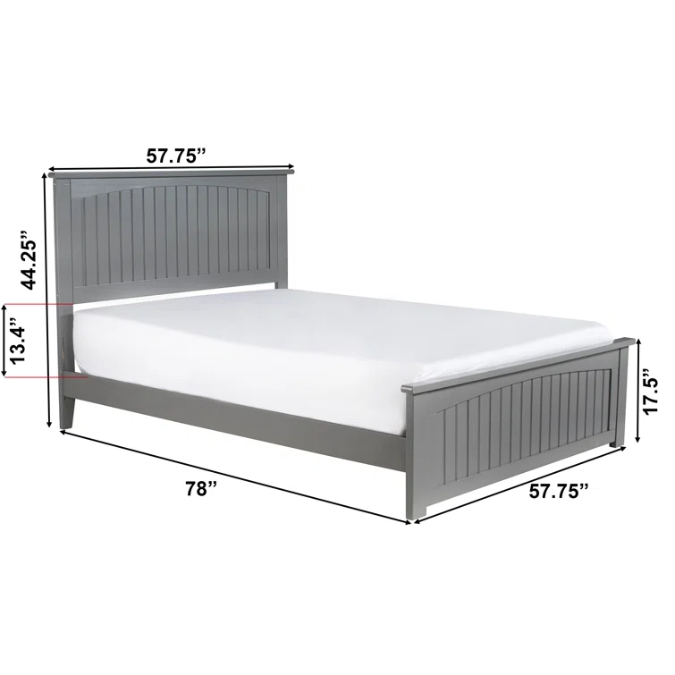 Nantucket Low Profile Solid Wood Platform Bed with Matching Footboard