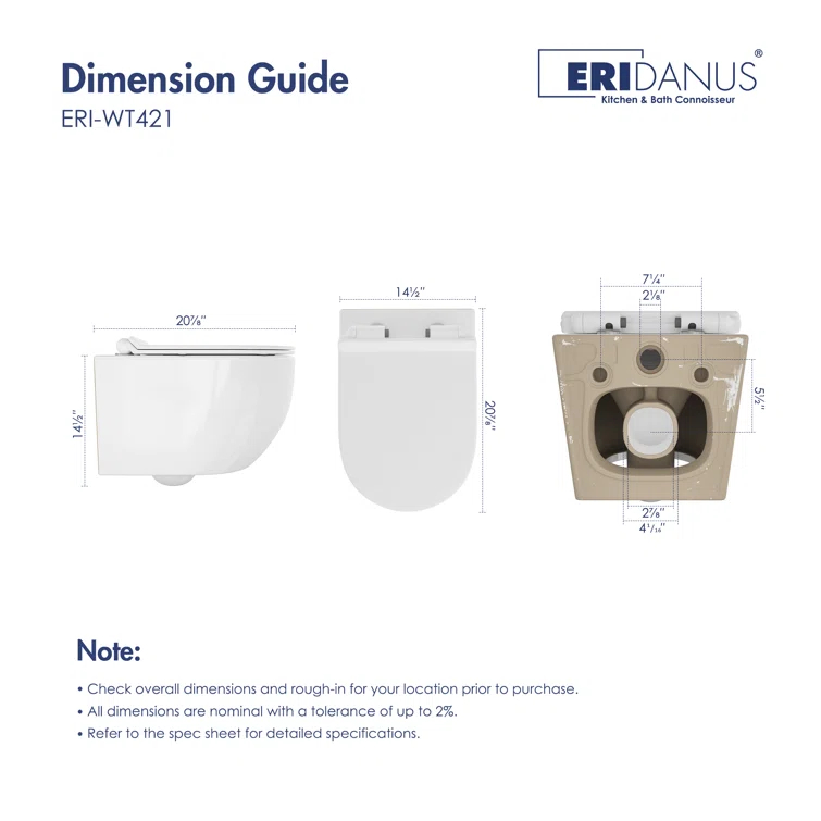 Hampton Elongated Wall Mount Toilet Wall Hung Toilet Bowl