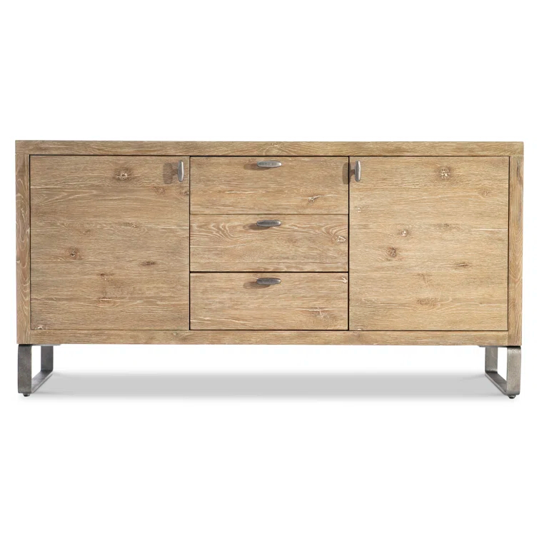 Tribeca Light Brown Oak Buffet with Steel Legs