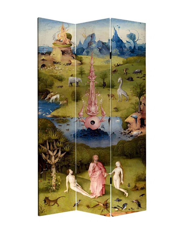 Oriental Furniture 7 ft. Tall Garden of Delights Canvas Room Divider - 3 Panel