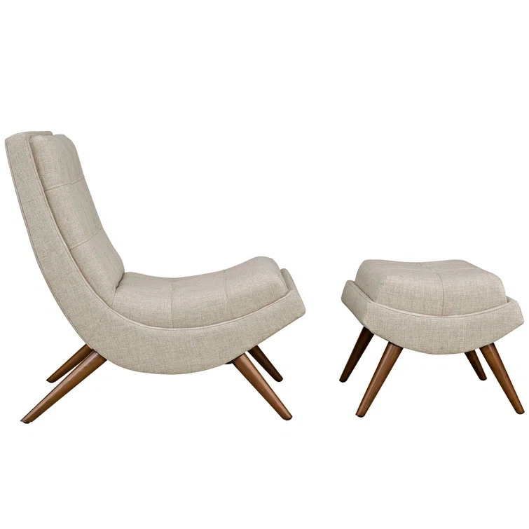 Modway Ramp Mid Century Fabric Lounge Chair Set