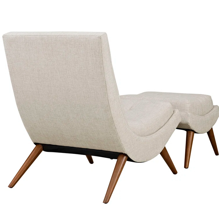 Modway Ramp Mid Century Fabric Lounge Chair Set