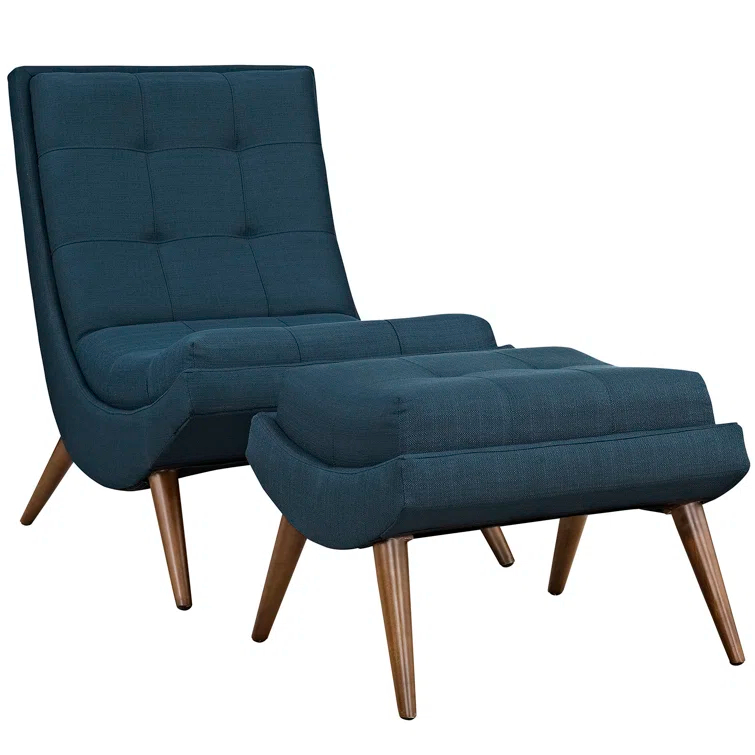 Modway Ramp Mid Century Fabric Lounge Chair Set