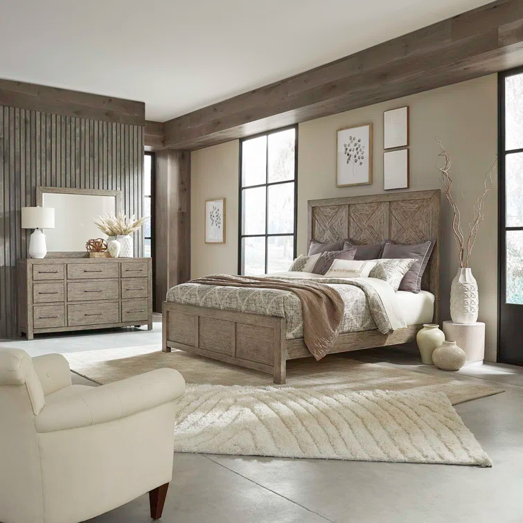 Jazaniah Panel Bed, Dresser And Mirror