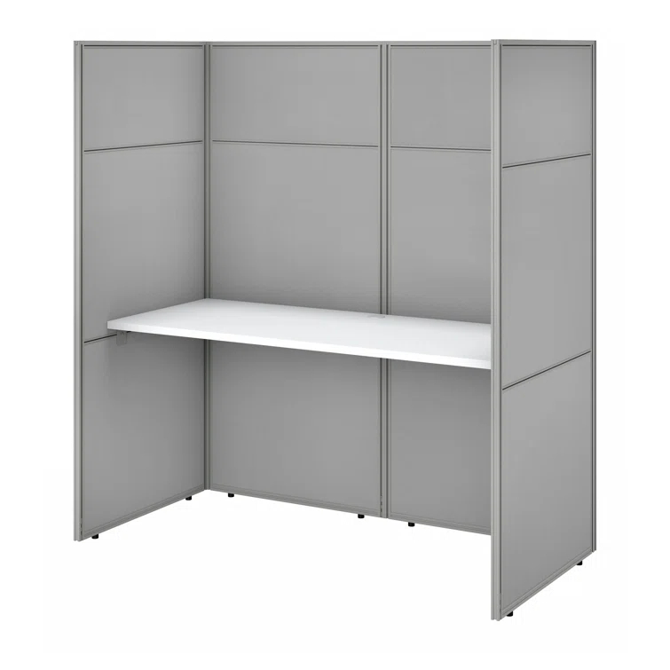 Easy Office Rectangle 1 Person Cubicle with Cable Management