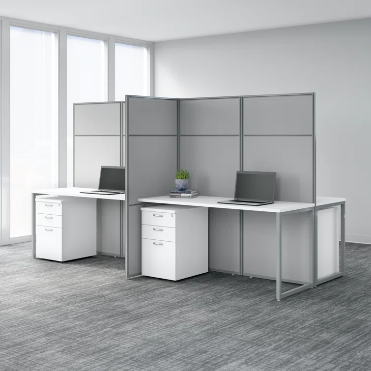 Easy Office Rectangle 1 Person Cubicle with Cable Management