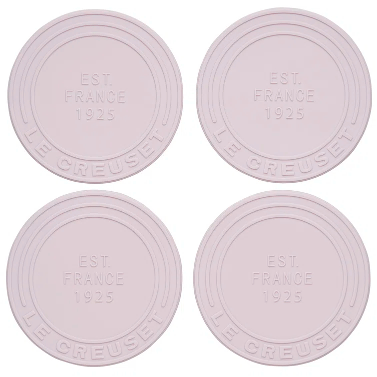 Le Creuset Shallot Pink Round Silicone Coaster Set