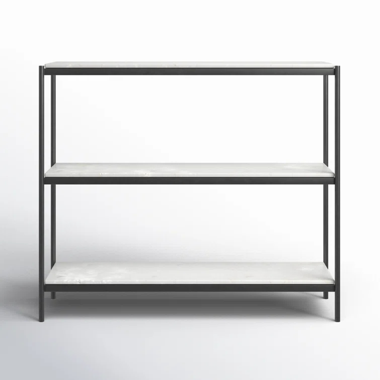 Felix 36'' Hammered Gray Metal and White Marble Console Table