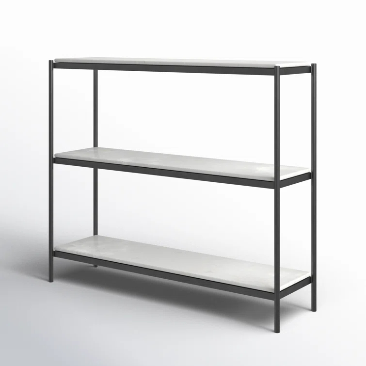 Felix 36'' Hammered Gray Metal and White Marble Console Table