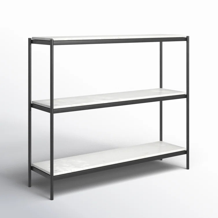 Felix 36'' Hammered Gray Metal and White Marble Console Table