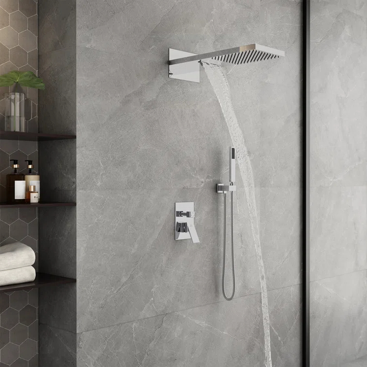 Rainier 22" Rainfall Complete Shower System with with Rainfall & Waterfall Spray, Handheld and Rough-in Valve Included