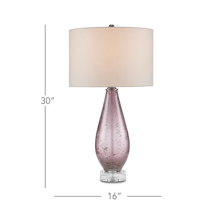 Optimist Purple and Clear Glass Table Lamp with Antique Nickel Finish