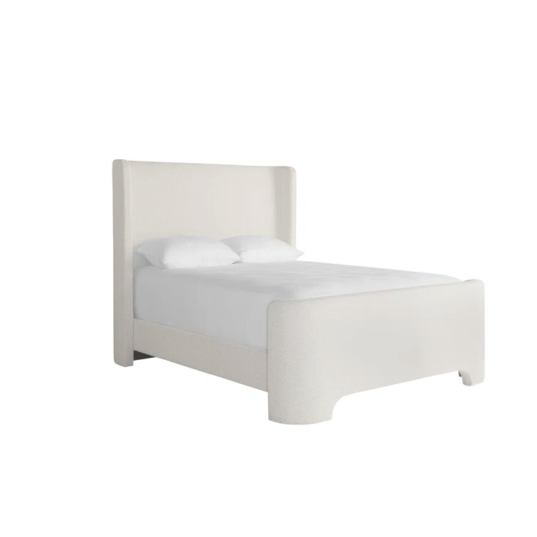 Copenhagen White Upholstered Queen Platform Bed with Headboard