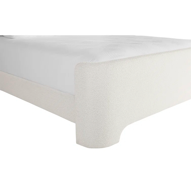 Copenhagen White Upholstered Queen Platform Bed with Headboard