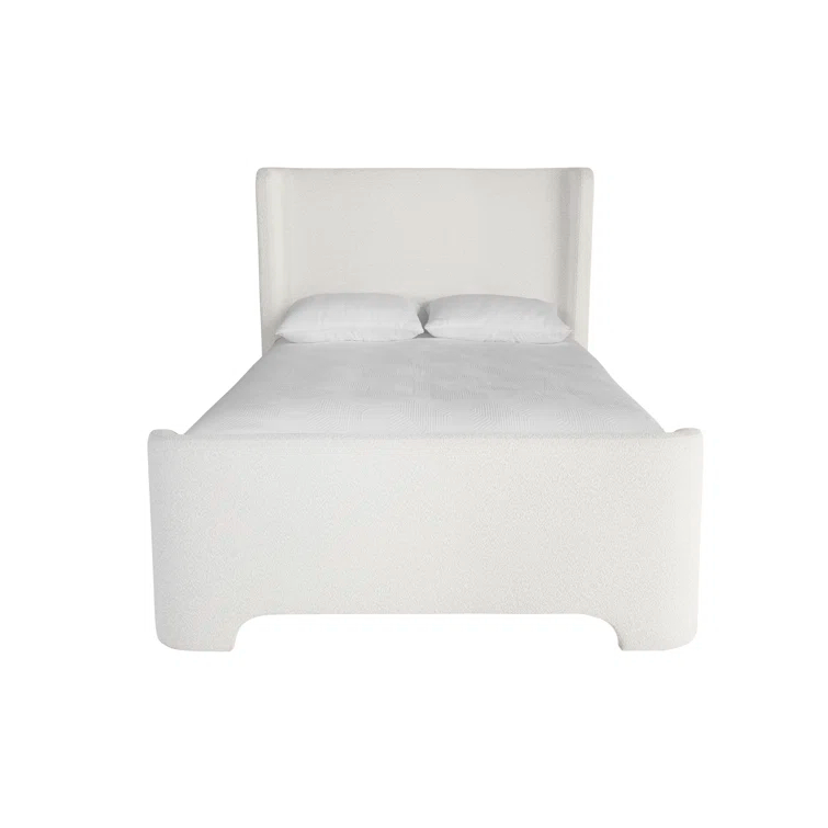 Copenhagen White Upholstered Queen Platform Bed with Headboard