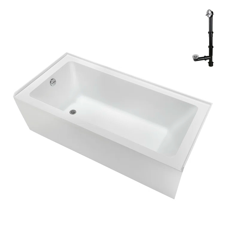Streamline Bath Streamline 60 in. x 30 in. Acrylic Left-Hand Drain Alcove Bathtub in Glossy White With External Drain NAL-5320-CH