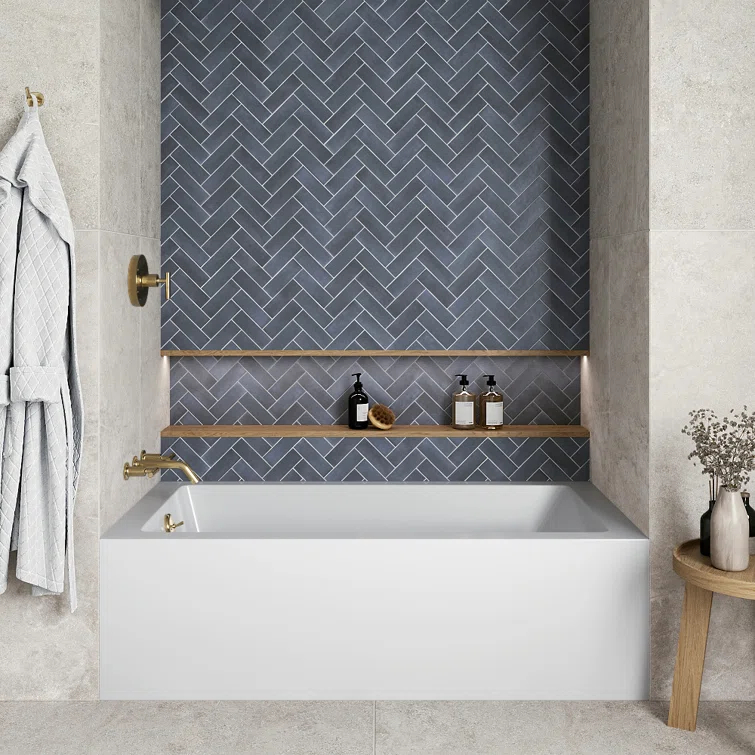 Streamline Bath Streamline 60 in. x 30 in. Acrylic Left-Hand Drain Alcove Bathtub in Glossy White With External Drain NAL-5320-PBR