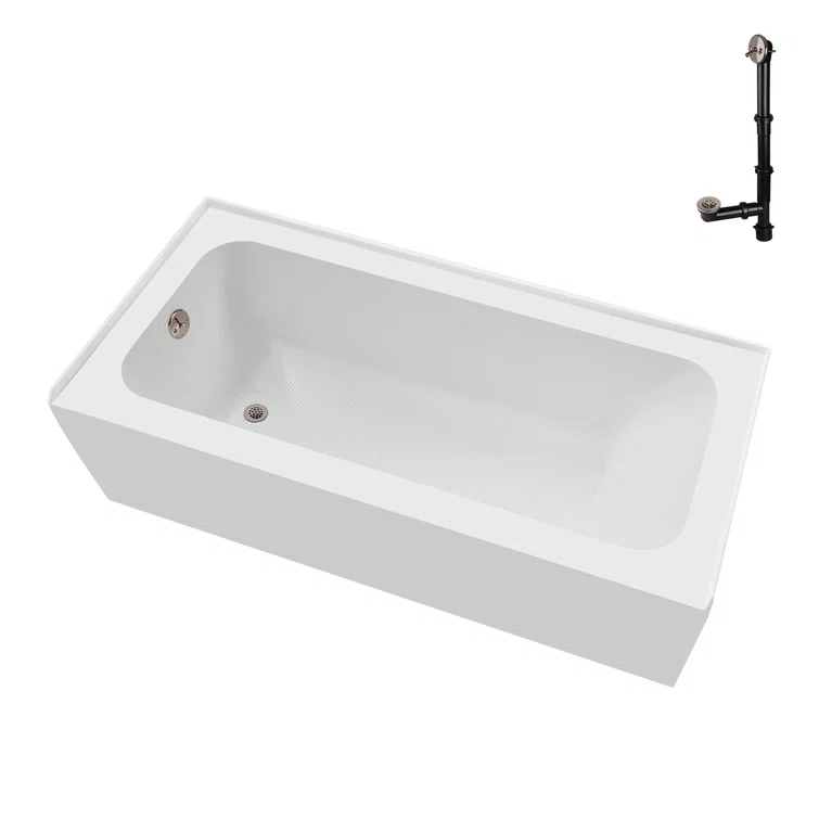 Streamline 60 in. x 30 in. Acrylic Left-Hand Drain Alcove Bathtub in Glossy White With External Drain
