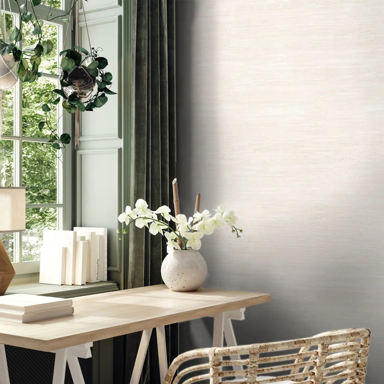 Earth Collection Textured Grasscloth Effect Wallpaper Roll