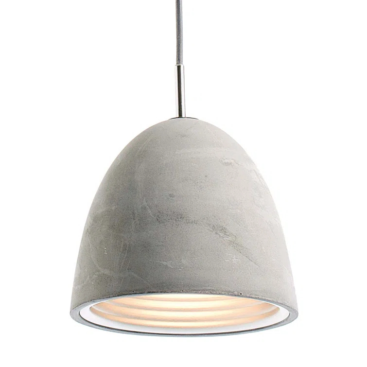 Small Gray Concrete and Glass Pendant Light