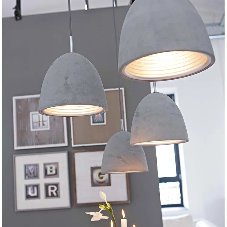 Small Gray Concrete and Glass Pendant Light