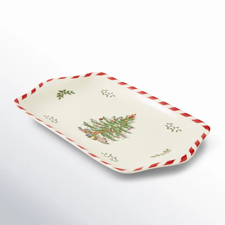 Spode Christmas Tree Peppermint Dessert Tray