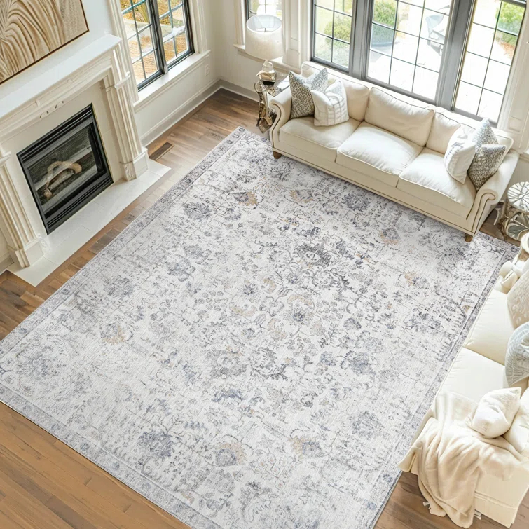Chenille Mashine Washable Vintage Indoor Arae Rug with Non-Slip Backing for Bedroom Living Room Kitchen Entryway