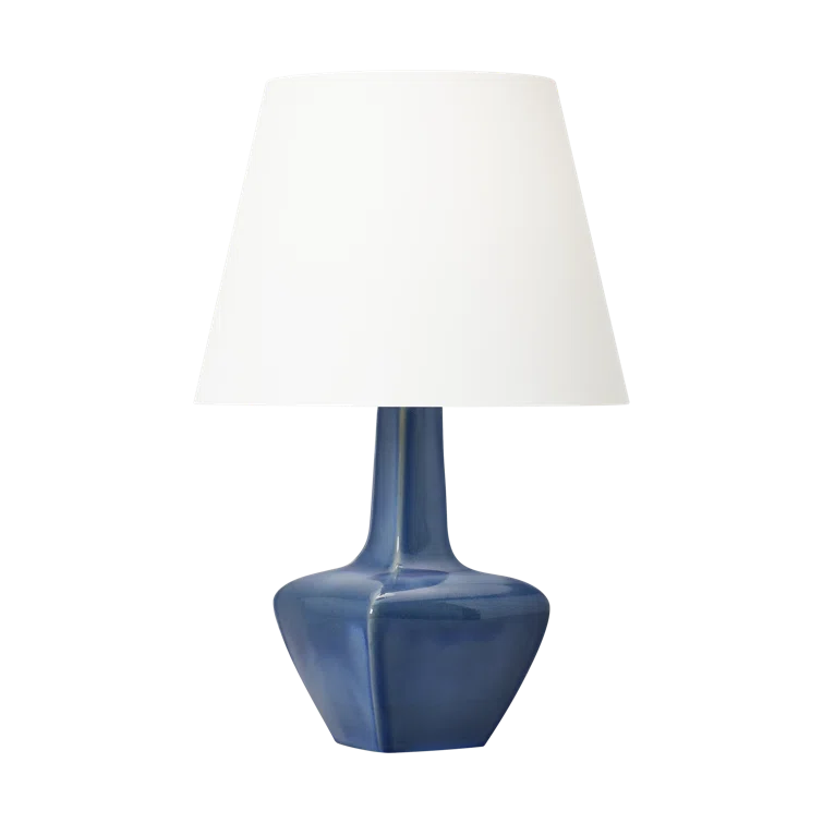 Blue Anglia Crackle Ceramic Table Lamp with White Linen Shade