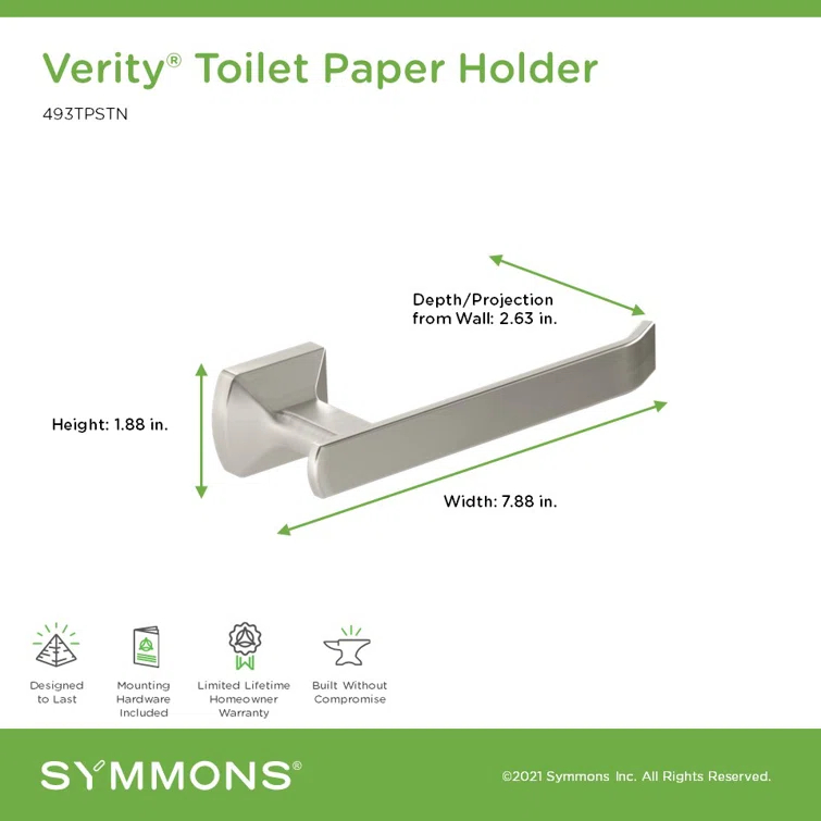 Verity Wall Mounted Bathroom Toilet Paper Holder with Installation Hardware