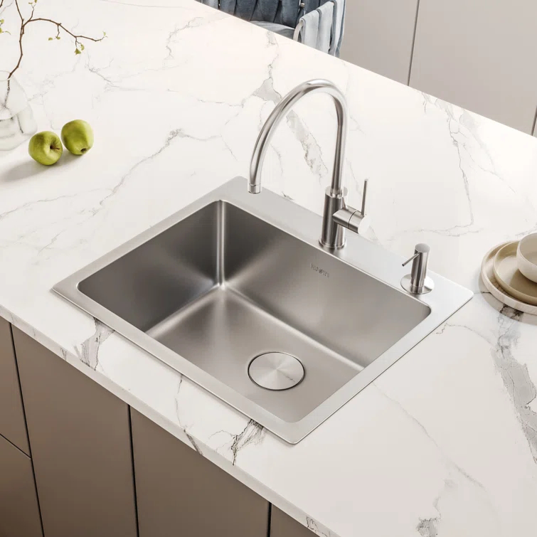 Ruvati 23 x 20 inch Drop-in Topmount Kitchen Sink 16 Gauge Stainless Steel Single Bowl