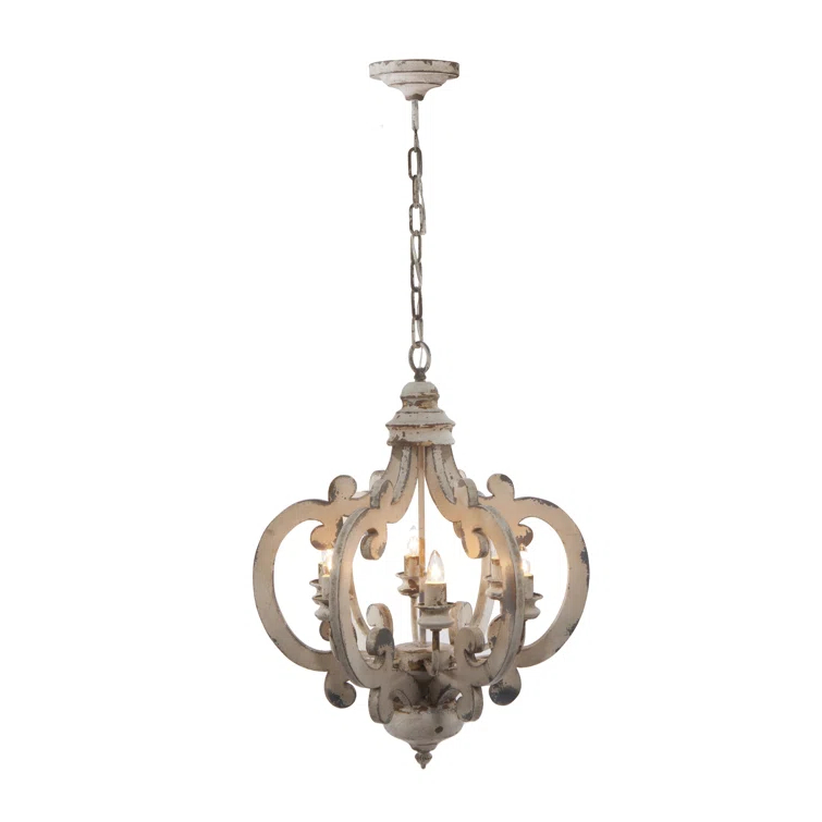 Cheree 6 - Light Wood Dimmable Geometric Chandelier