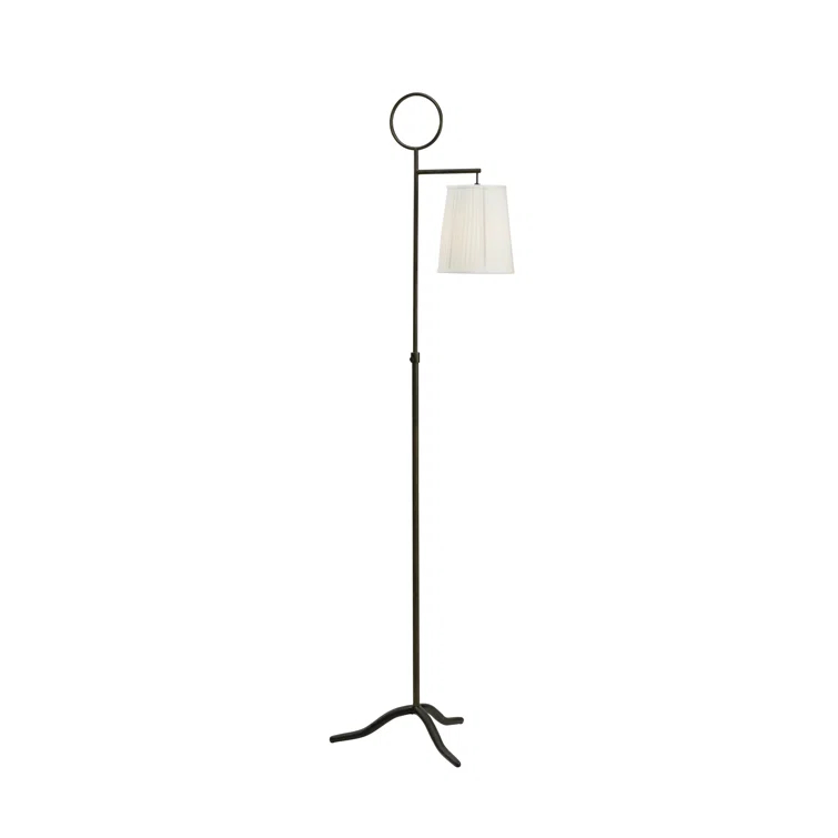 Charlotte Weathered Bronze Tripod Floor Lamp with White Pleated Shade