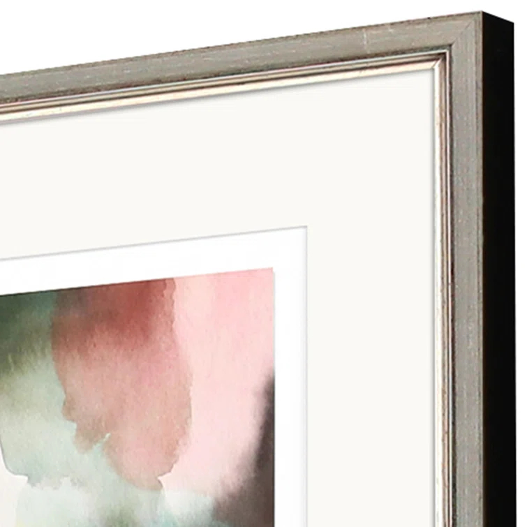 Gossamer Layers Abstract Watercolor Wall Art Set in Silver Frames