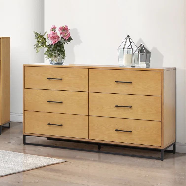 Clara 6 Drawer Dresser In Light Oak