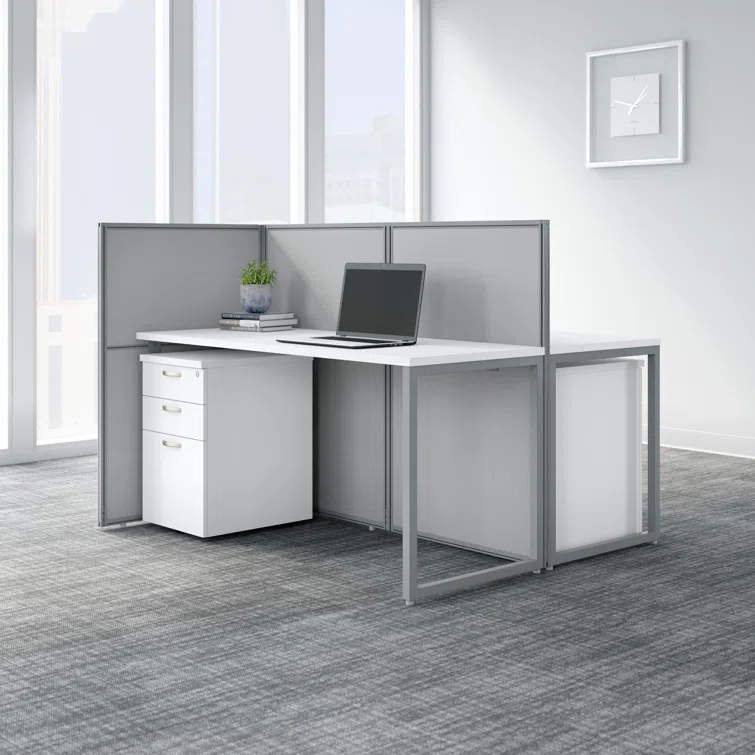 Bush Business Furniture Easy Office Rectangle 2 Person Cubicle with Cable Management