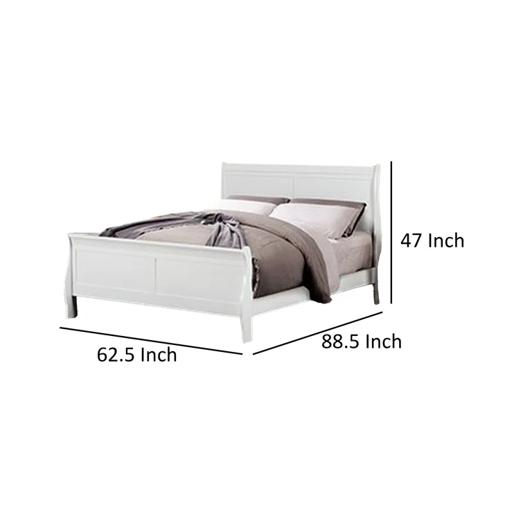 Ryla Bed, Sleigh Panel Headboard, Classic Solid Wood