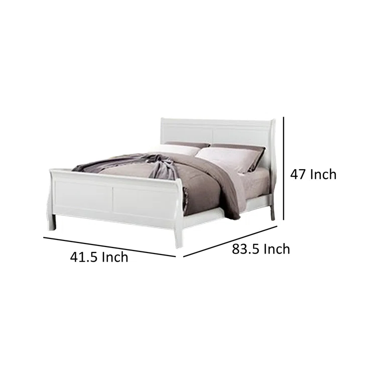 Ryla Bed, Sleigh Panel Headboard, Classic Solid Wood
