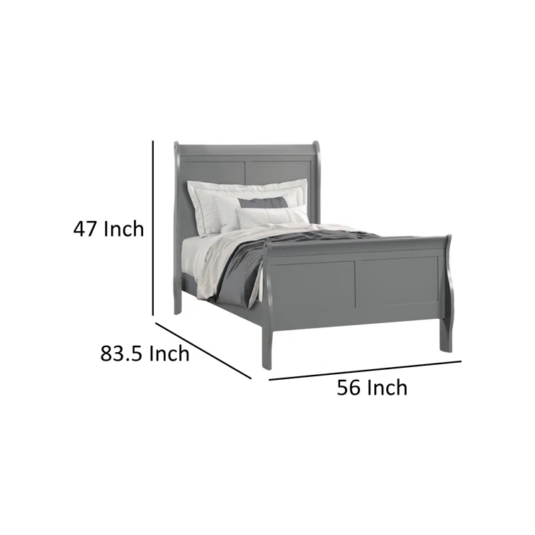 Ryla Bed, Sleigh Panel Headboard, Classic Solid Wood