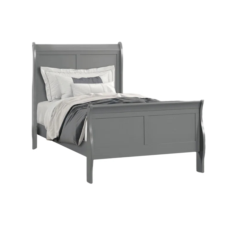 Ryla Bed, Sleigh Panel Headboard, Classic Solid Wood