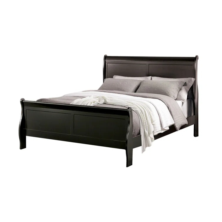 Ryla Bed, Sleigh Panel Headboard, Classic Solid Wood