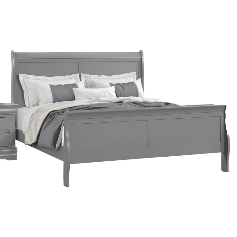 Ryla Bed, Sleigh Panel Headboard, Classic Solid Wood