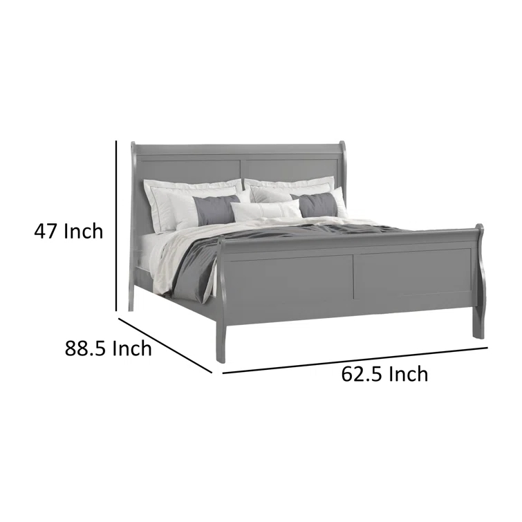 Ryla Bed, Sleigh Panel Headboard, Classic Solid Wood