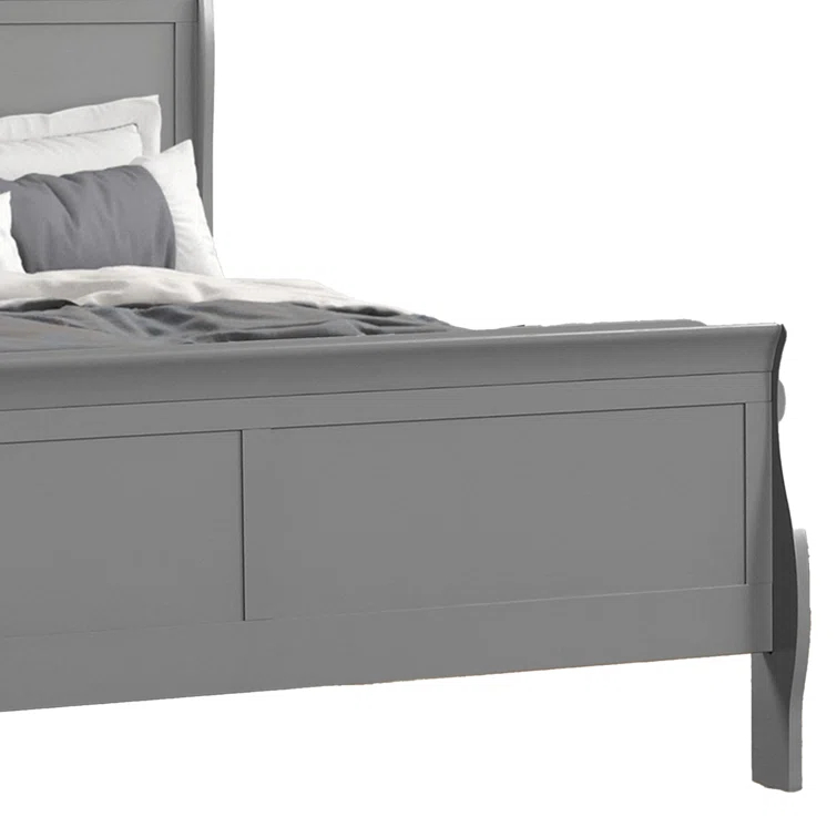 Ryla Bed, Sleigh Panel Headboard, Classic Solid Wood