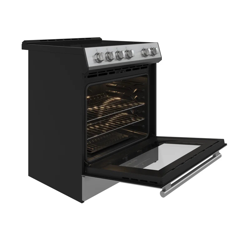 Leonardo Espresso 30-inch Slide-In Electric Range in Stainless-Steel, Black or White, 4 Elements, 7,100 Watts, 5.0 cu.ft. Oven with Convection Fan