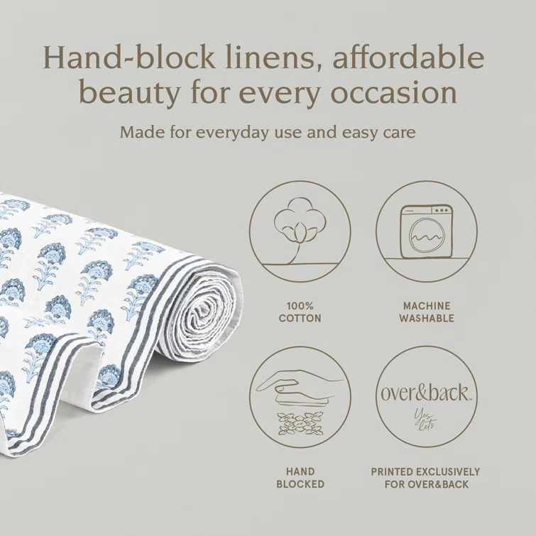 over&back Hand-Blocked Printed Cotton Table Runner