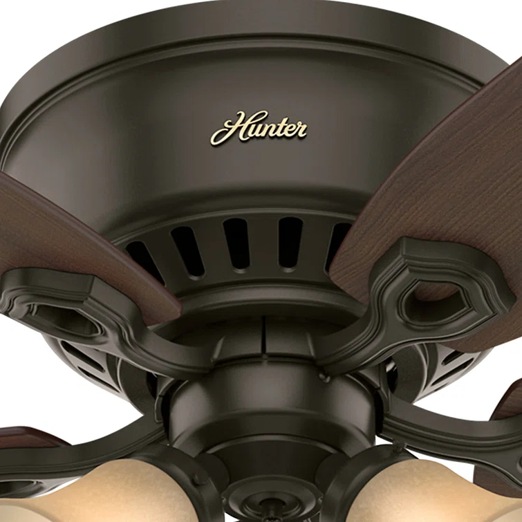 Builder Low Profile 52" 5 - Blade Flush Mount Ceiling Fan with Lights and Pull Chains