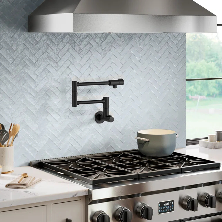 KRAUS Bolden 2 Handle Pot Filler Faucet With Retractable Arm, Wall Mount Kitchen Faucet, Pot Filler For Over Stove