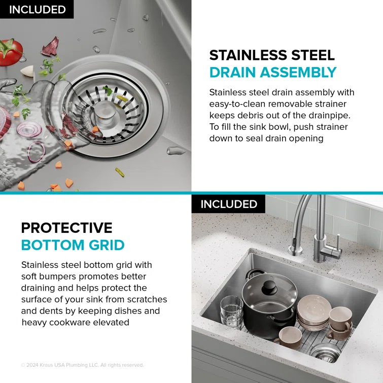 KRAUS Fairlane Undermount 18-Gauge Stainless Steel Kitchen Sink