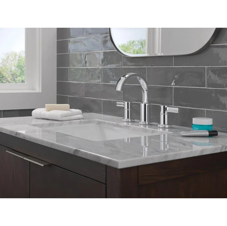 Albion Widespread Bathroom Faucet 3 Hole, 2-handle Bathroom Sink Faucet with Drain Assembly