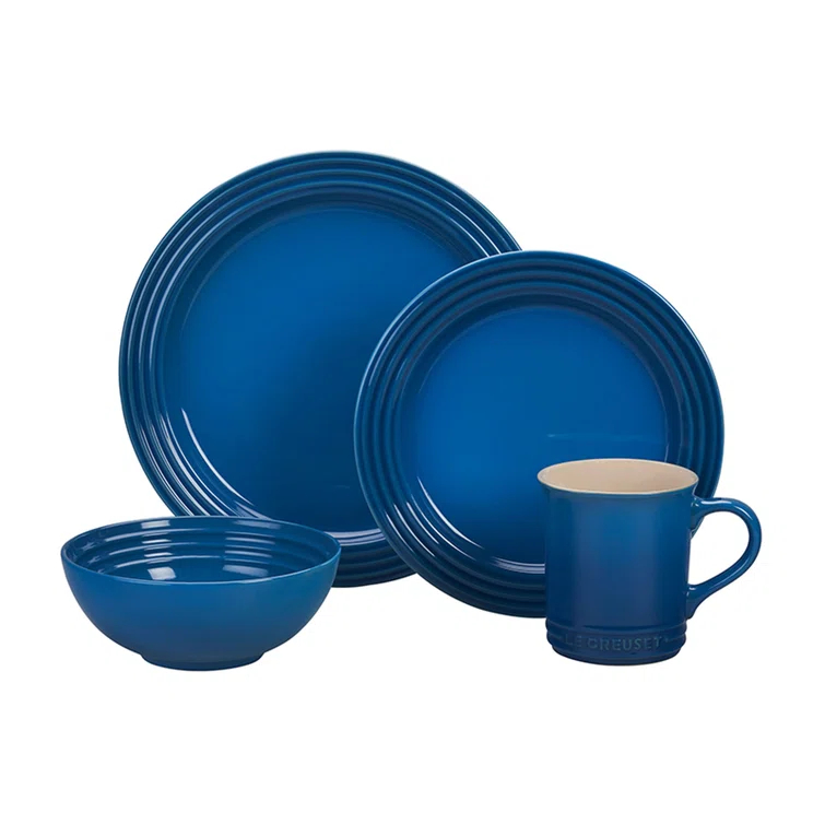 Marseille Blue Ceramic 16-Piece Dinnerware Set